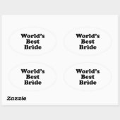 Sticker Ovale Meilleure mariée du monde (Feuille)