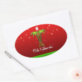 Sticker Ovale Mele Kalikimaka Palm Tree pour Noël (Enveloppe)