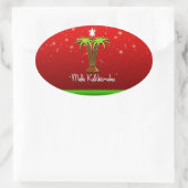Sticker Ovale Mele Kalikimaka Palm Tree pour Noël (Sac)