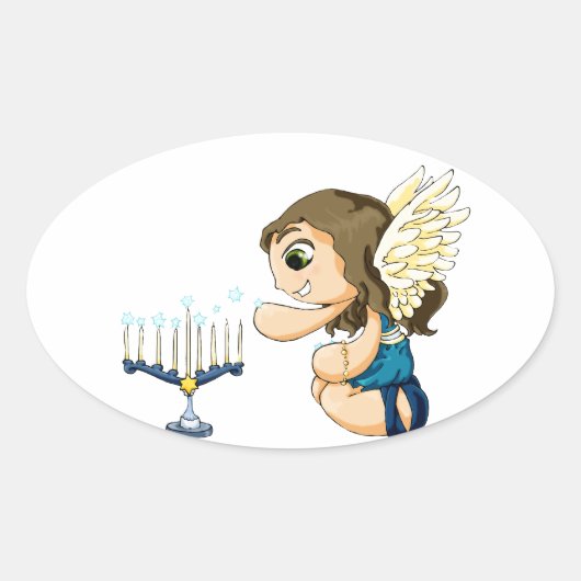 Sticker Ovale Menorah Angel (Devant)