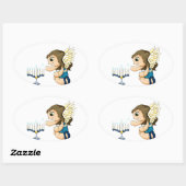 Sticker Ovale Menorah Angel (Feuille)