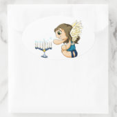 Sticker Ovale Menorah Angel (Sac)