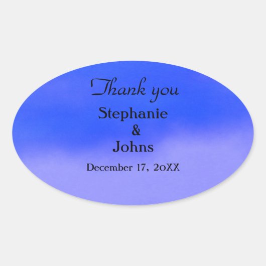 Sticker Ovale Merci Deep Blue Cloud Abstrait Art Mariage (Devant)