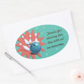 Sticker Ovale Merci du Retro Bowling Party (Enveloppe)