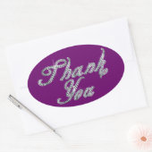 Sticker Ovale Merci en Faux-Diamond Bling Script (Enveloppe)