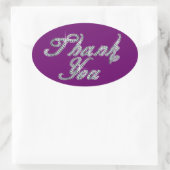 Sticker Ovale Merci en Faux-Diamond Bling Script (Sac)