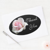 Sticker Ovale Merci floral rose Fleur rose Mariage noir (Enveloppe)