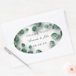 Sticker Ovale Merci Green Eucalyptus Woodland mariage Faveur