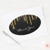Sticker Ovale Merci Nom Mariage Black Gold Drives (Enveloppe)