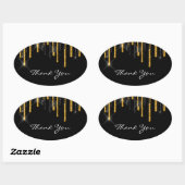 Sticker Ovale Merci Nom Mariage Black Gold Drives (Feuille)