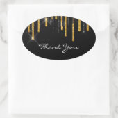 Sticker Ovale Merci Nom Mariage Black Gold Drives (Sac)