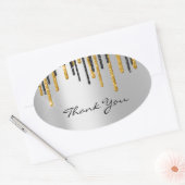 Sticker Ovale Merci Nom Mariage Silver Grey Gold Drivers (Enveloppe)