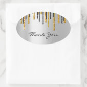 Sticker Ovale Merci Nom Mariage Silver Grey Gold Drivers (Sac)