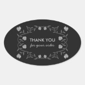 Sticker Ovale MERCI pour ORDER Chic Elegant Rose Frame Gothique (Devant)
