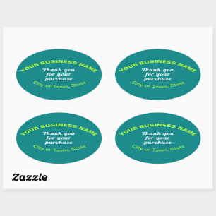 Sticker Ovale Merci pour votre achat sur Turquoise vert