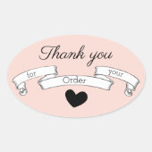 Sticker Ovale Merci rose Classique Pour Votre Commande Coeur Rub (Devant)