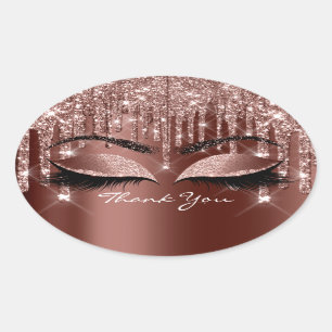 Sticker Ovale Merci Sweet 16e Rose nuptiale Skinny Eyes