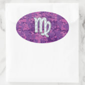 Sticker Ovale Mère de Pearl Virgo Zodiac sur Camo numérique rose (Sac)
