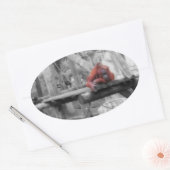 Sticker Ovale Mère et bébé orang-outan (Enveloppe)