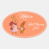 Sticker Ovale Mère's Day Mignonne lapin. (Devant)