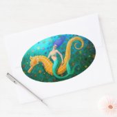 Sticker Ovale Mermaid's Ride - Seahorse (Enveloppe)
