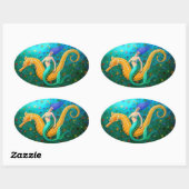Sticker Ovale Mermaid's Ride - Seahorse (Feuille)