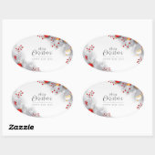 Sticker Ovale Merry Christmas And Happy New Year (Feuille)