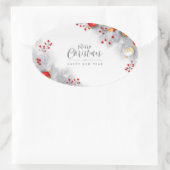 Sticker Ovale Merry Christmas And Happy New Year (Sac)