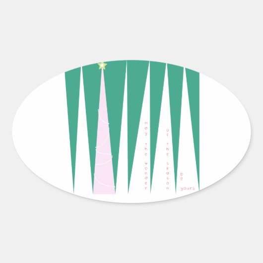 Sticker Ovale Merveilleuse de la saison Arbre de Noël (Devant)