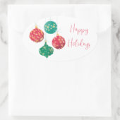 Sticker Ovale Message de Noël rouge et vert (Sac)