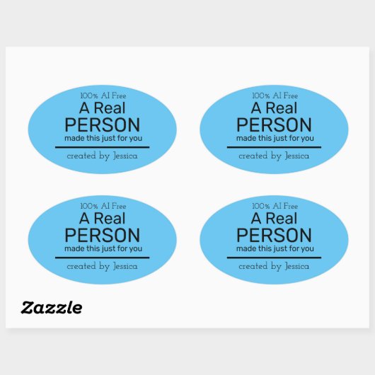 Sticker Ovale Message de personne réelle (pas généré par IA) - v (Feuille)