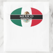 Sticker Ovale Mexique Établi 1821 Drapeau Mexicain Texte blanc (Sac)