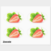 Sticker Ovale Mi-fraise (Feuille)