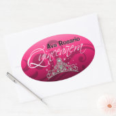 Sticker Ovale Mi Quinceañera Sparkling Tiara (fuschia) (Enveloppe)