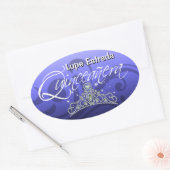 Sticker Ovale Mi Quinceañera Sparkling Tiara (orchidée) (Enveloppe)