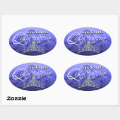 Sticker Ovale Mi Quinceañera Sparkling Tiara (orchidée) (Feuille)