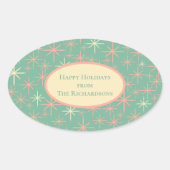 Sticker Ovale Mi-siècle moderne Twinking Atomique étoiles Rétro (Devant)