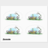 Sticker Ovale Mic, Mac et Moe's Happy Easter (Feuille)