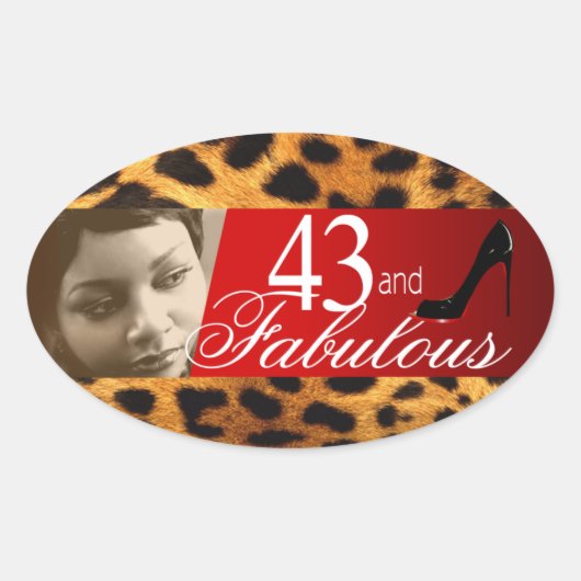 Sticker Ovale Michelle Leopard Photo Party Vin Oval (Devant)