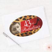 Sticker Ovale Michelle Leopard Photo Party Vin Oval (Enveloppe)