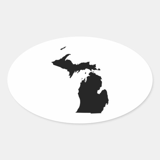 Sticker Ovale Michigan en noir et blanc (Devant)