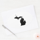 Sticker Ovale Michigan en noir et blanc (Enveloppe)