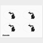 Sticker Ovale Michigan en noir et blanc (Feuille)
