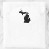 Sticker Ovale Michigan en noir et blanc (Sac)
