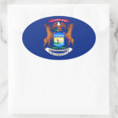 Sticker Ovale Michigan State Flag Design (Sac)