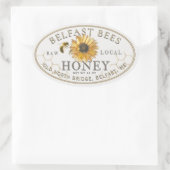 Sticker Ovale Miel local avec tournesol et abeille (Sac)