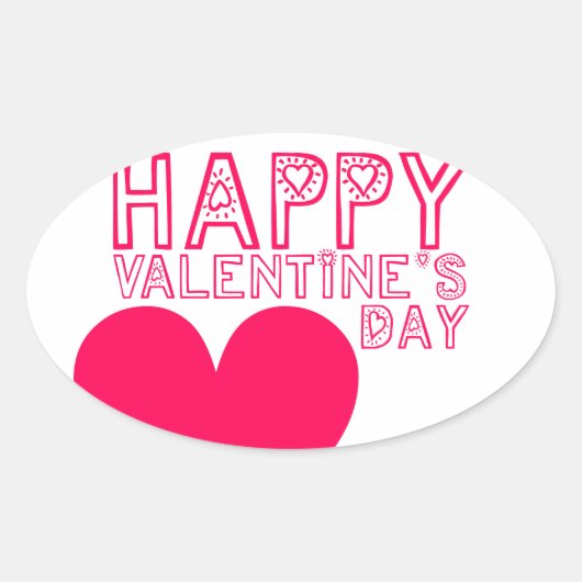 Sticker ovale mignon Heureuse Sainte-Valentin (Devant)