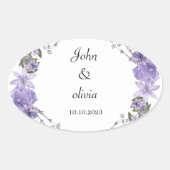 Sticker Ovale mignon mariage fleuri violet (Devant)