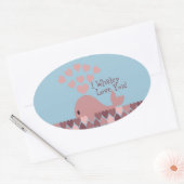 Sticker Ovale Mignonne I whaley Love You! design (Enveloppe)