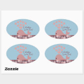 Sticker Ovale Mignonne I whaley Love You! design (Feuille)